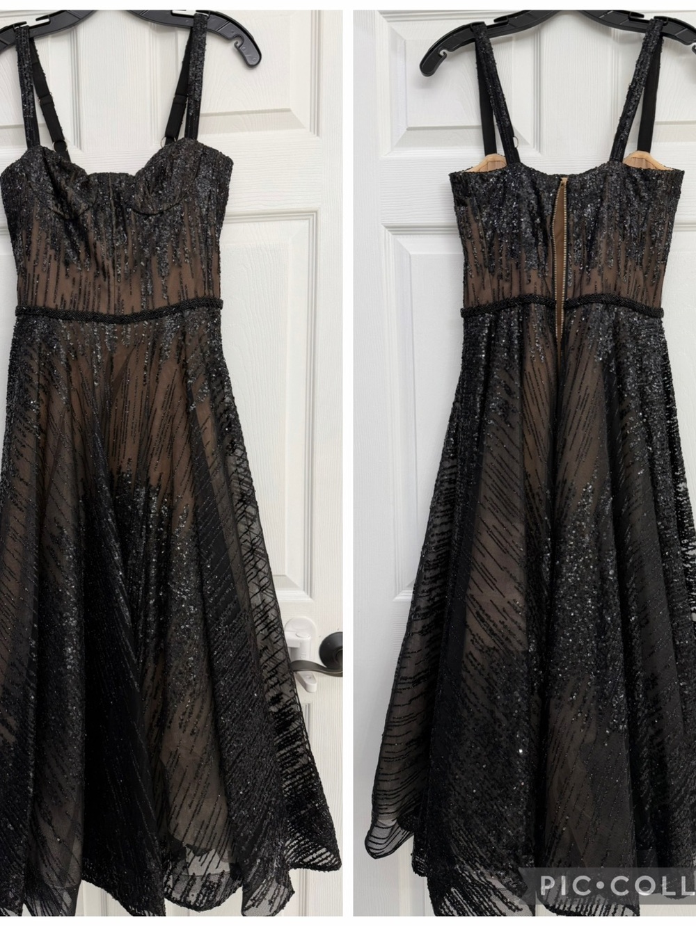Bronx & Banco Mademoiselle Noir Sequin Midi Dress – XS